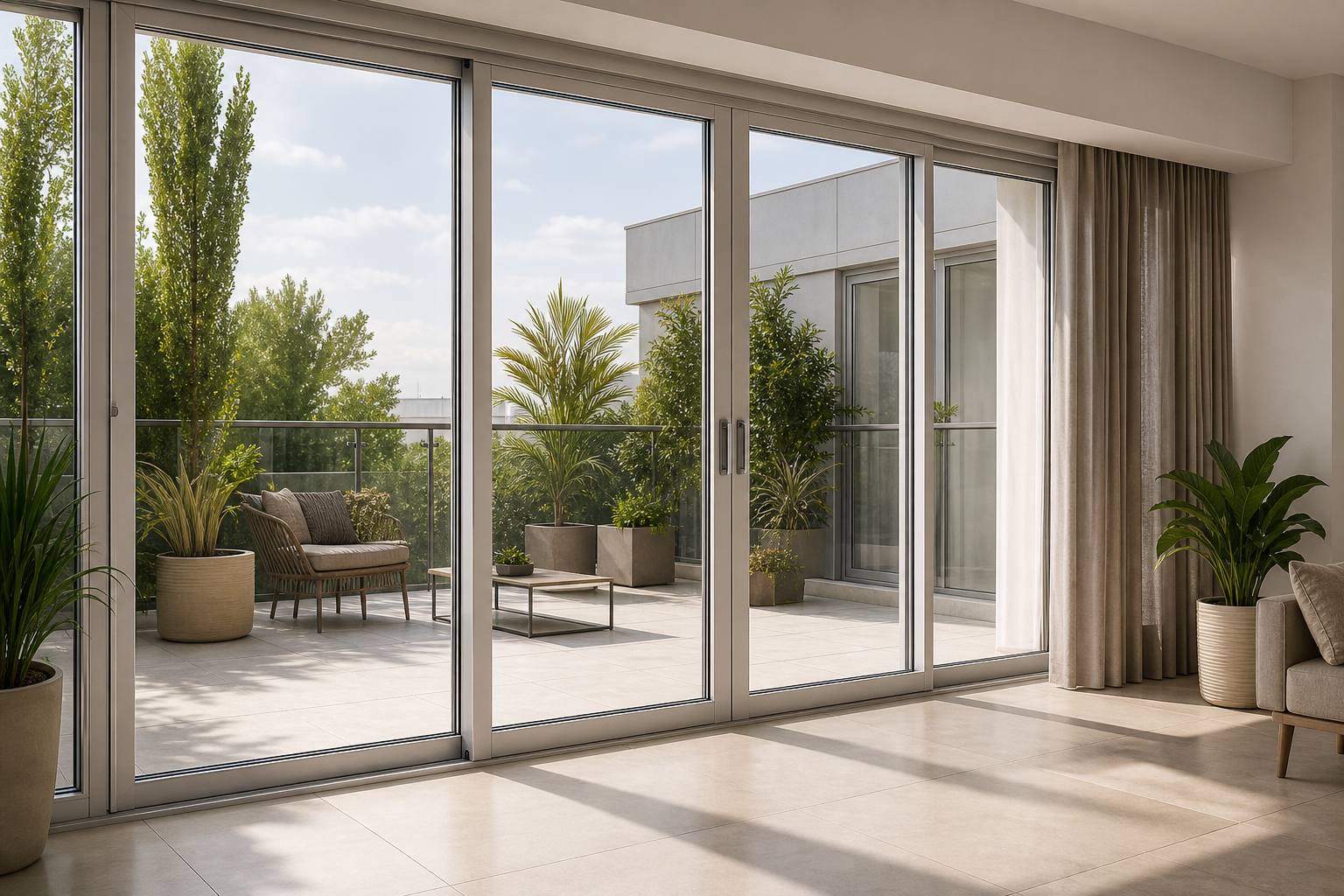 Serramenti scorrevoli PVC bianco doppio vetro