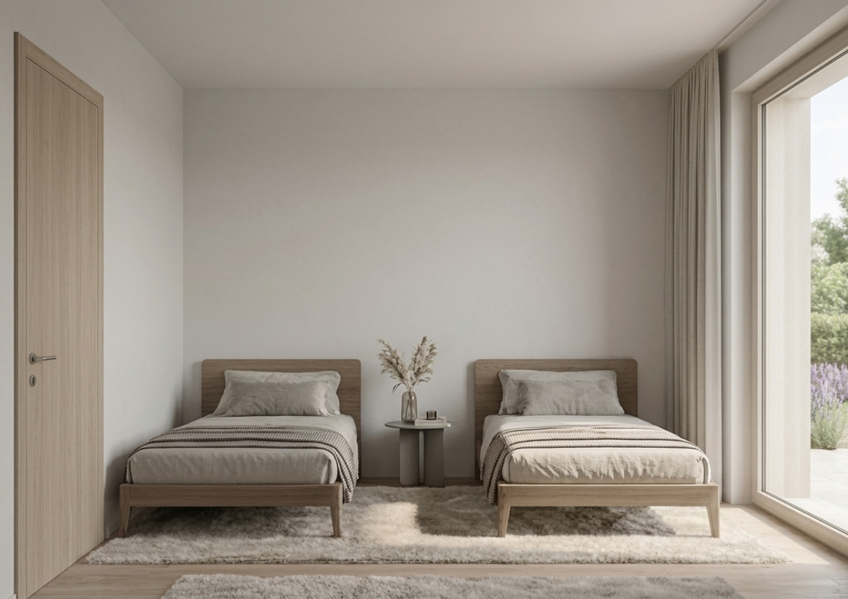 Render di zona giorno luminosa